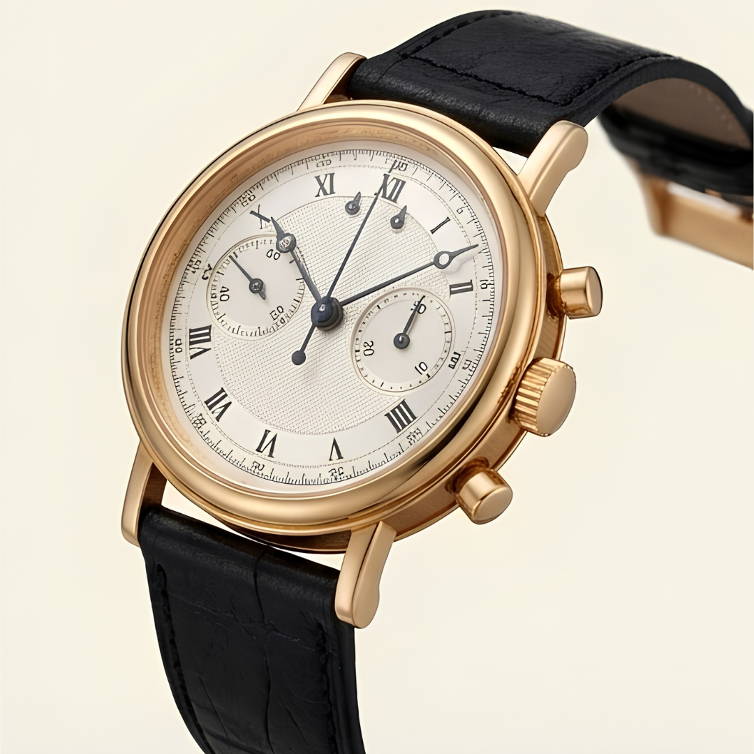 Classic Chronograph Watch - Black & Gold