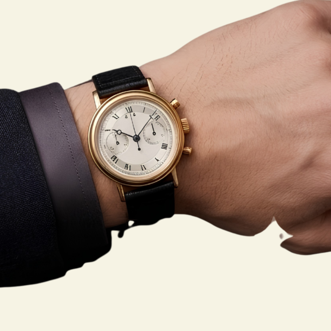 Classic Chronograph Watch - Black & Gold