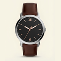 Minimalist Leather Strap Watch - Brown