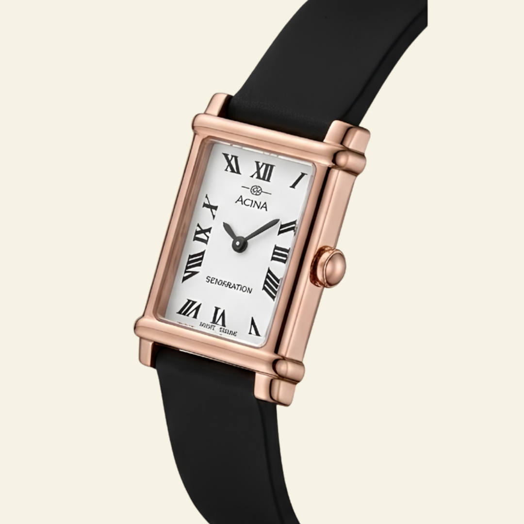 Slim Dress Watch - Black & Rose Gold