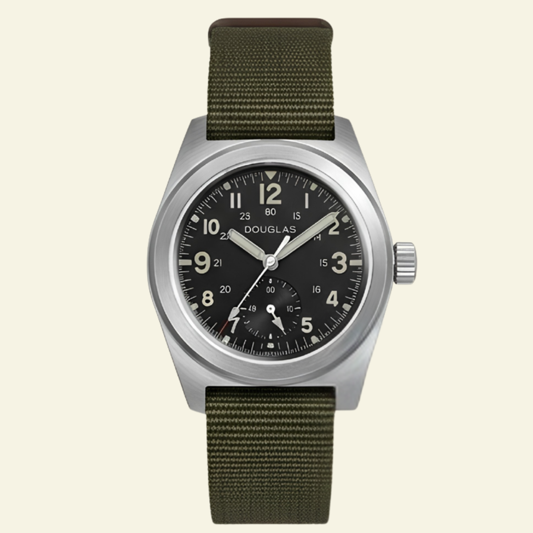 Military Field Watch - Green & Silver