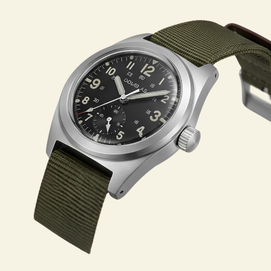 Military Field Watch - Green & Silver