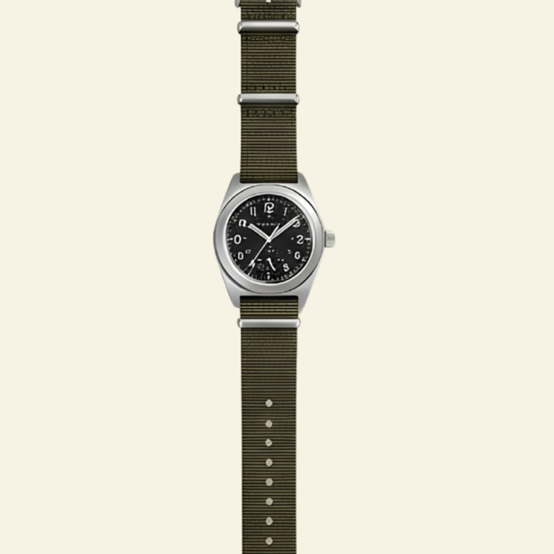 Military Field Watch - Green & Silver