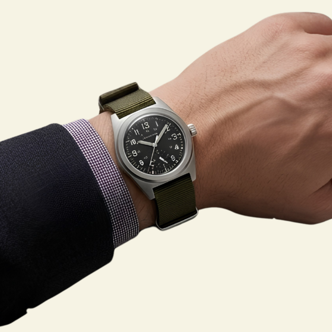 Military Field Watch - Green & Silver