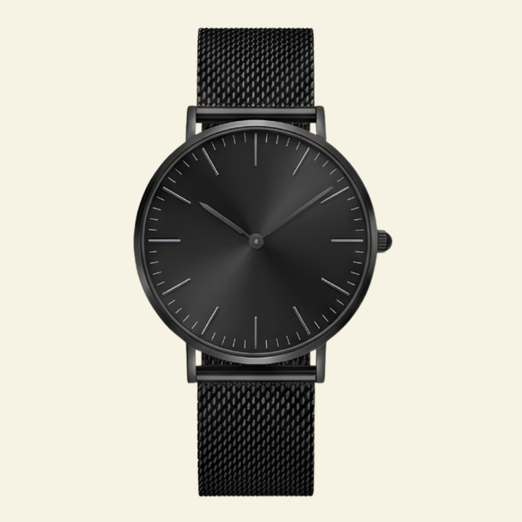 Black Mesh Strap Watch