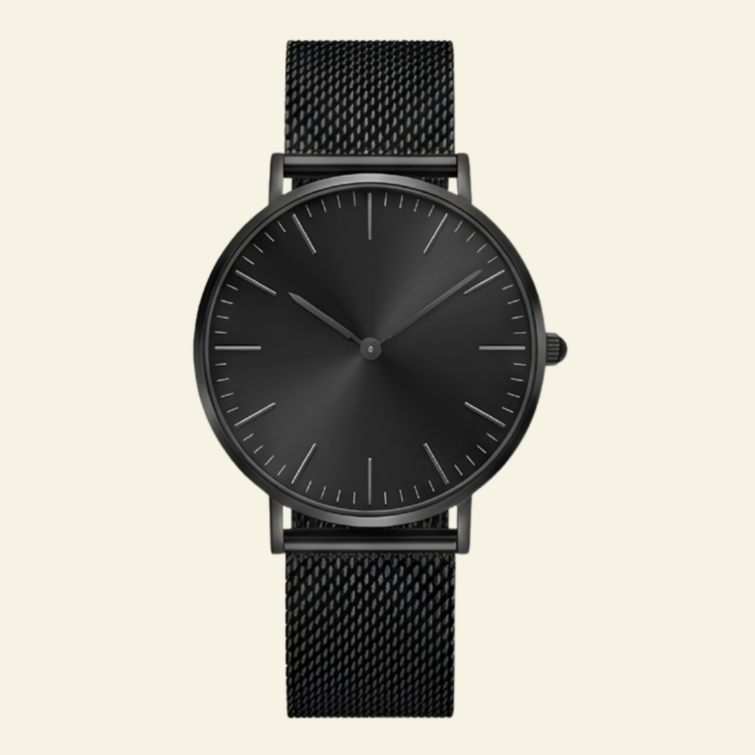 Black Mesh Strap Watch