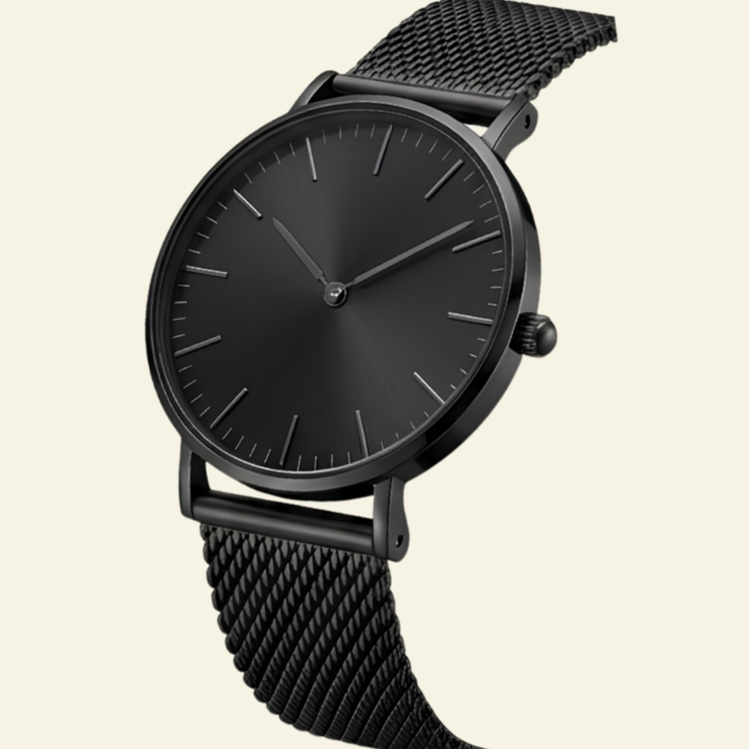 Black Mesh Strap Watch