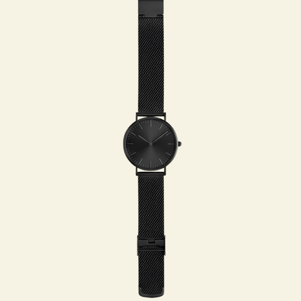 Black Mesh Strap Watch
