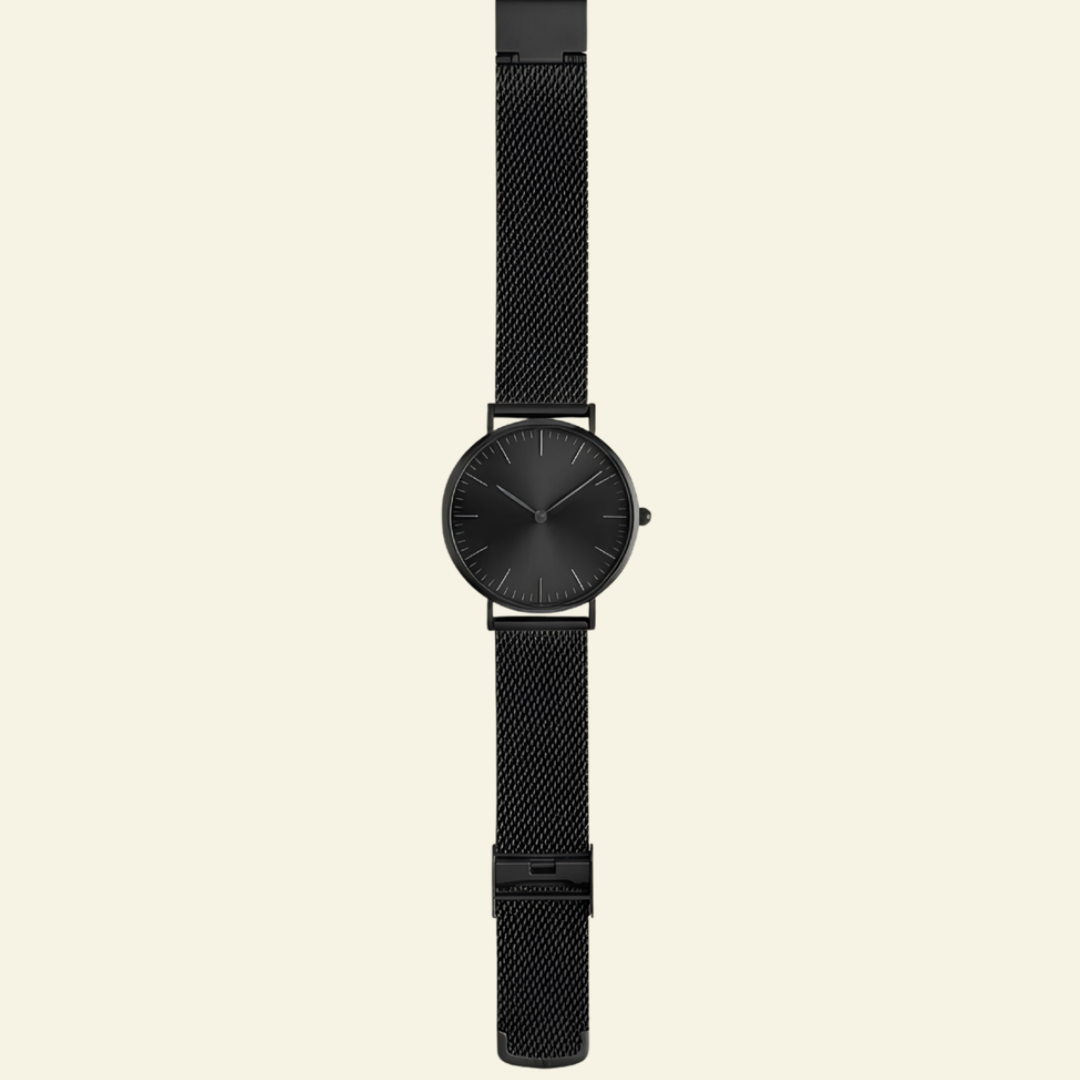 Black Mesh Strap Watch