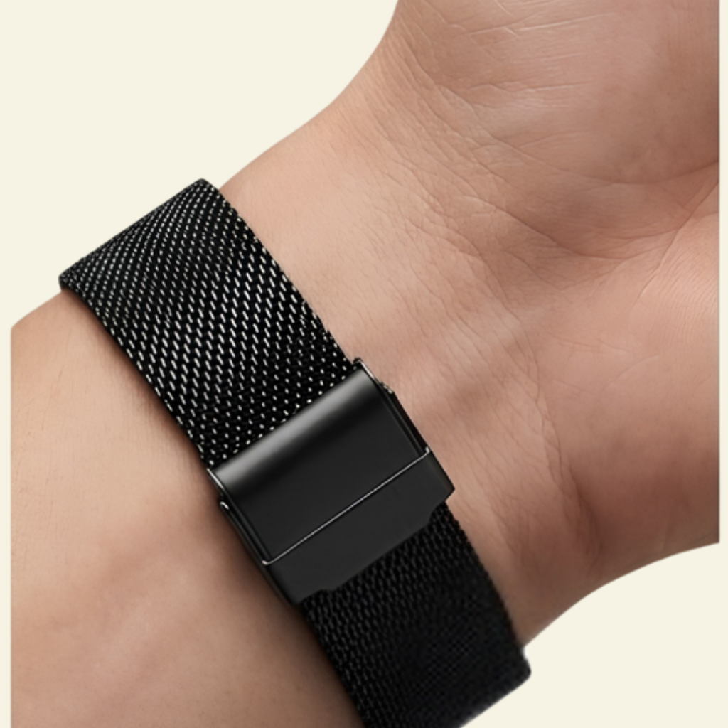 Black Mesh Strap Watch