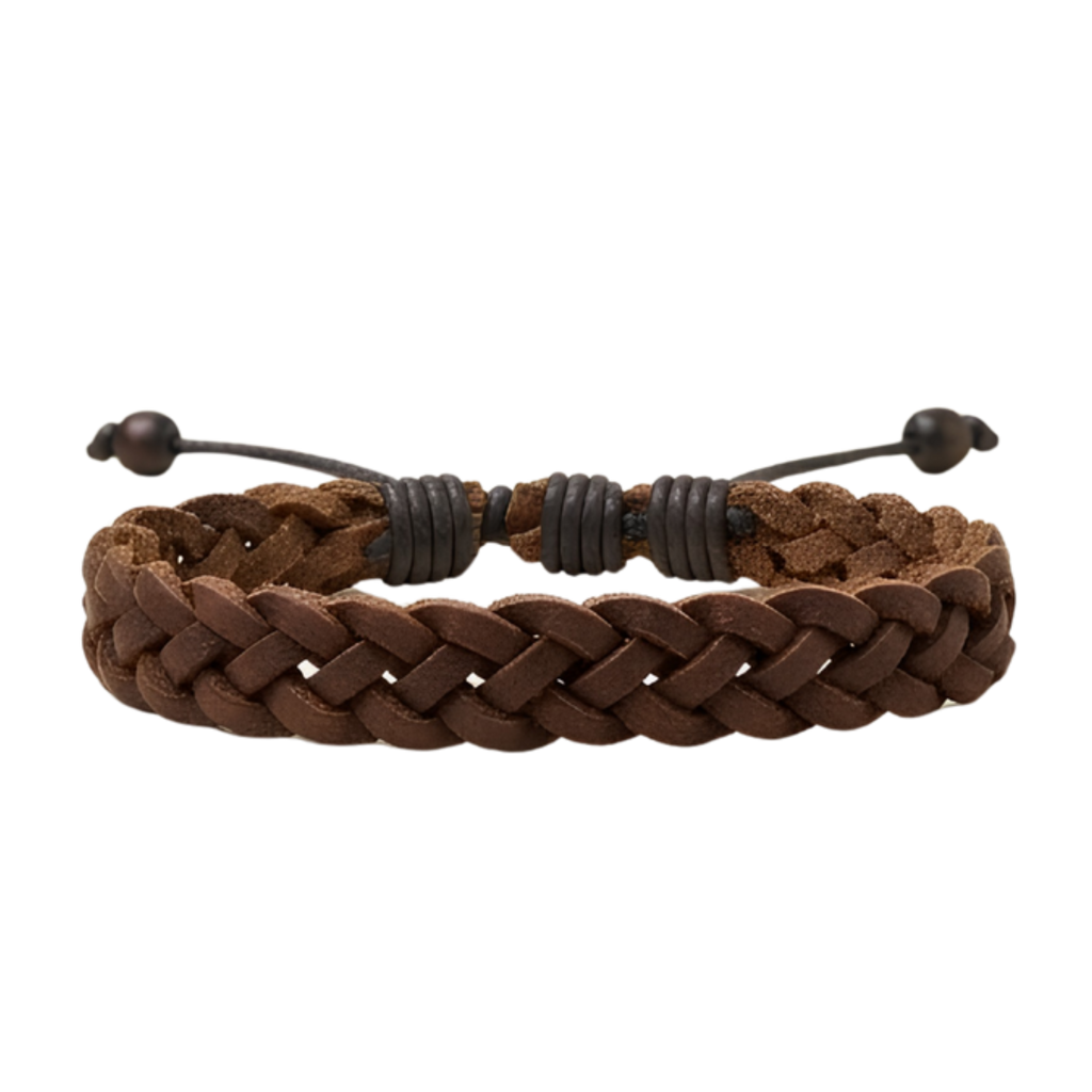 Leather Braided Bracelet - Brown
