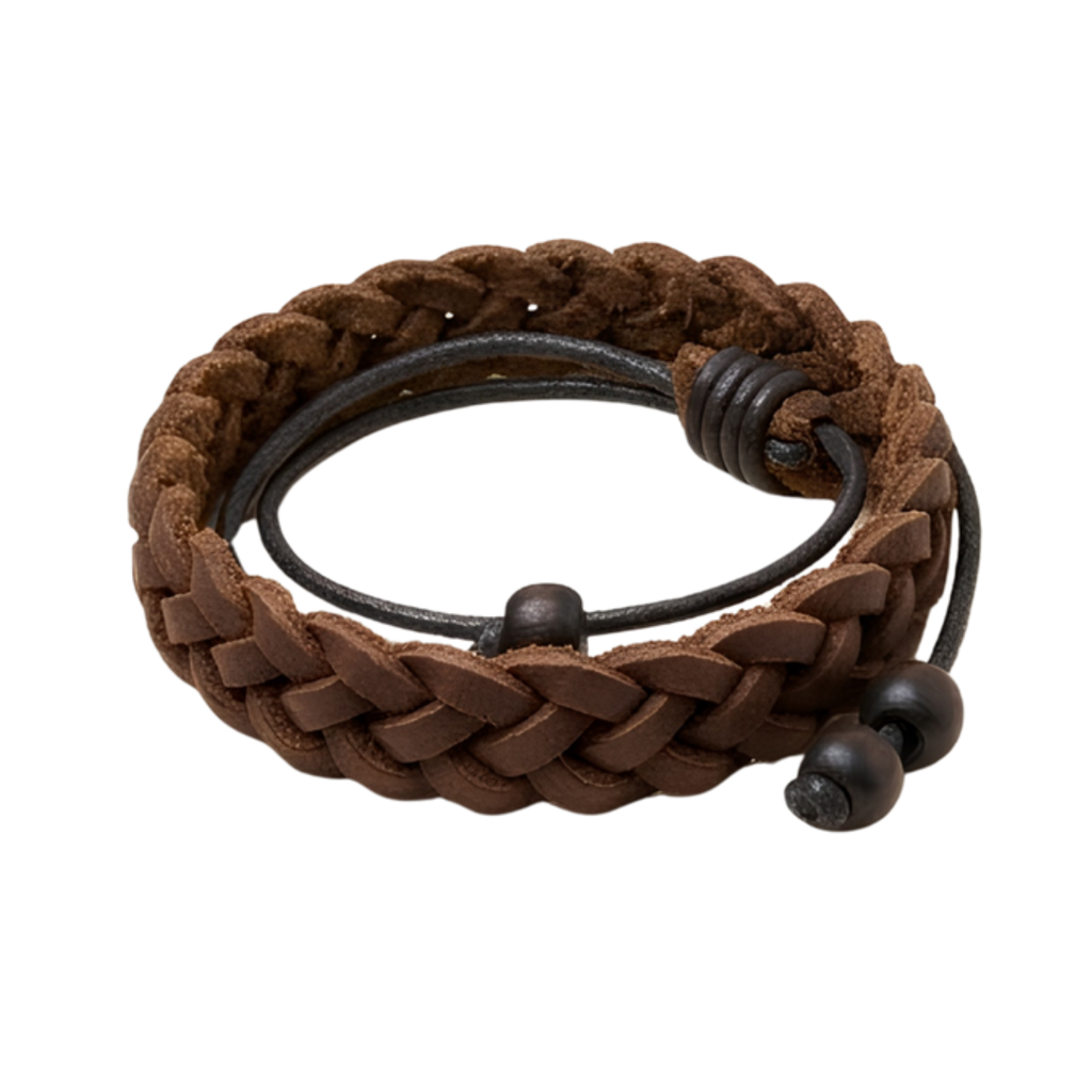 Leather Braided Bracelet - Brown