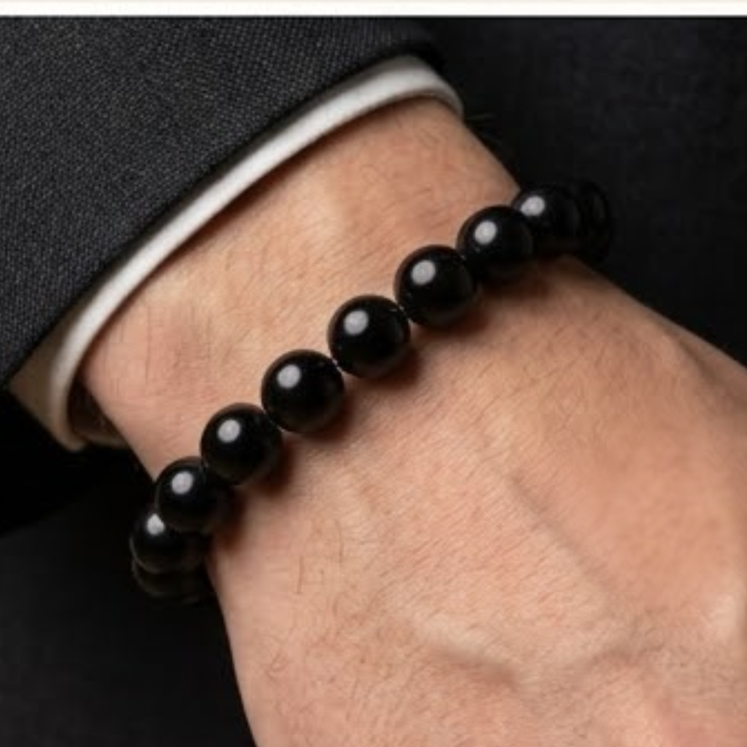 Men's Black Beaded Bracelet