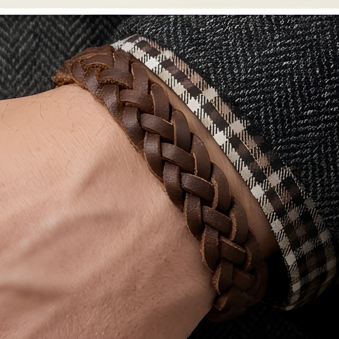 Leather Braided Bracelet - Brown
