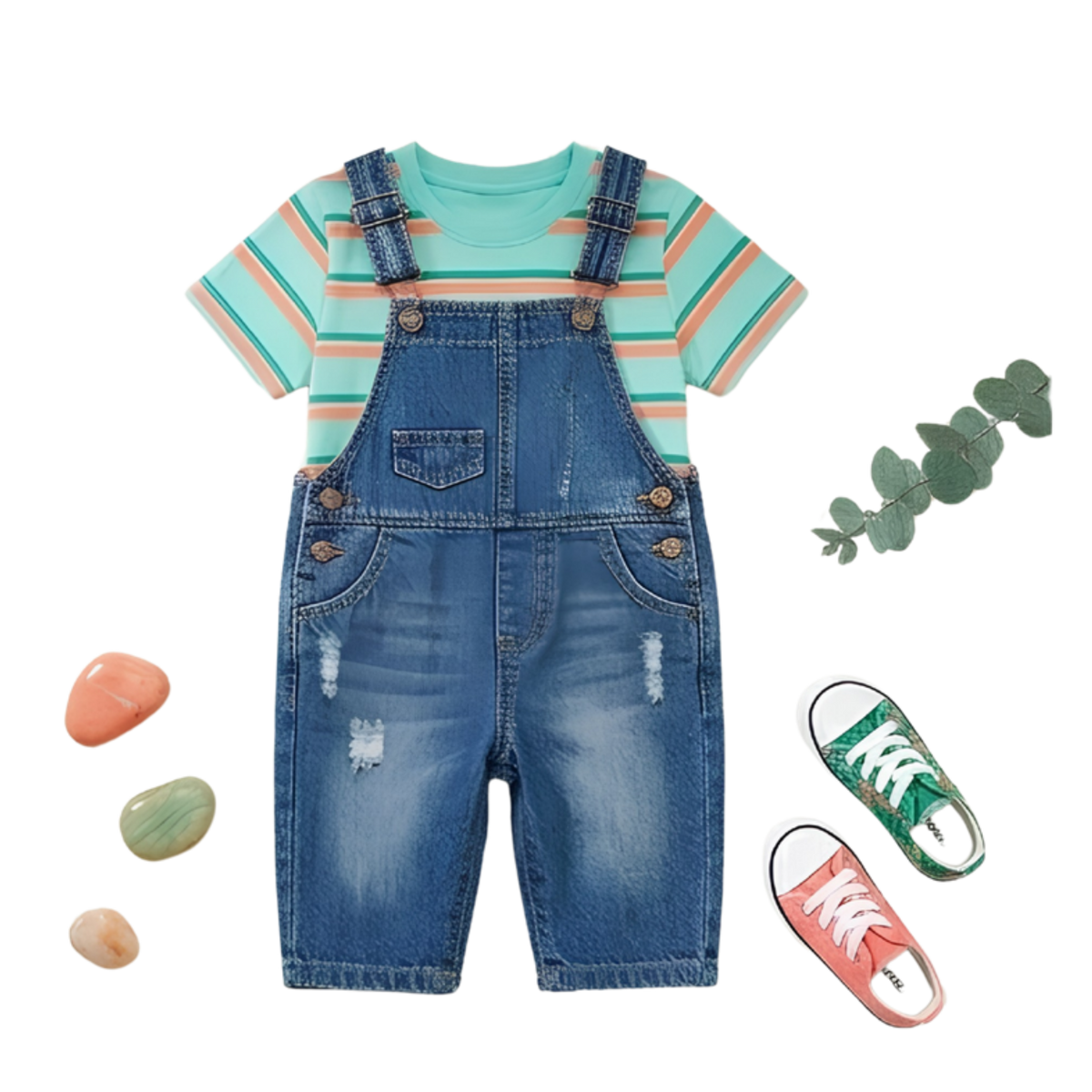 Kids Denim Dungaree Set
